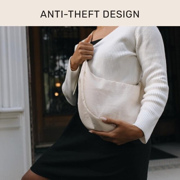 Large Crescent Crossbody Bag Women Leather Water-Resistant Travel Organizer - Picture 5 of 6